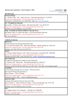 Hor&aacute;rios para matr&iacute;cula - Lista de Espera / SISU - Intranet