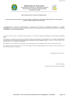 Edital PROAE 06 - Convoca&ccedil;&atilde;o para Matr&iacute;cula