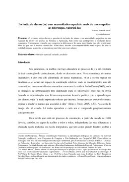 Inclus&atilde;o de alunos (as) com necessidades especiais: mais do que