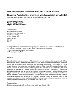 Diabete e Doen&ccedil;a periodontal: mais do que simples correla&ccedil;&otilde;es