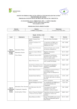 Programa&ccedil;&atilde;o Geral - Campus Araguatins