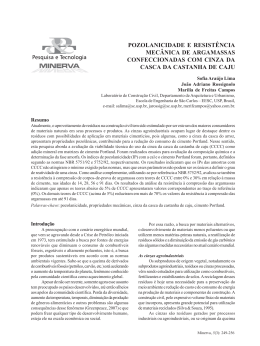 pozolanicidade e resist&ecirc;ncia mec&acirc;nica de argamassas