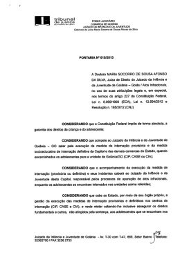 PORTARIA N° 015/2013 A Doutora MARIA SOCORRO DE SOUSA