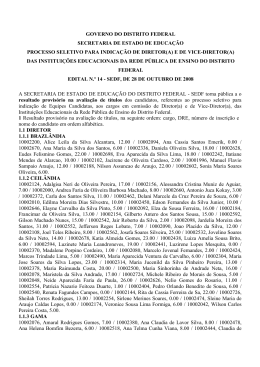 Edital n.&deg; 14 - Resultado provis&oacute;rio na avalia&ccedil;&atilde;o de