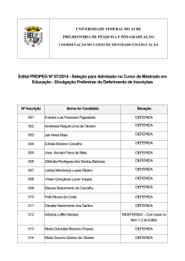 Resultado Preliminar do Deferimento de Inscri&ccedil;&otilde;es