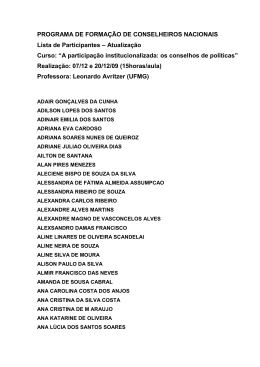 PROGRAMA DE FORMA&Ccedil;&Atilde;O DE CONSELHEIROS NACIONAIS