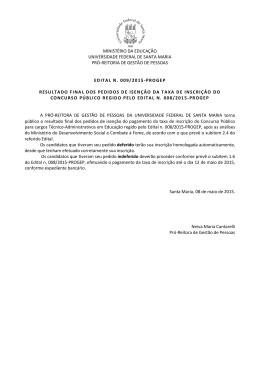 Edital 009.2015 - Resultado final das isen&ccedil;&otilde;es