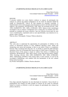 A PARTICIPA&Ccedil;&Atilde;O DAS CRIAN&Ccedil;AS NA SUA EDUCA&Ccedil;&Atilde;O