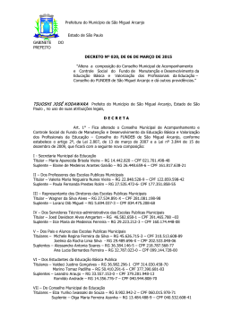 PROJETO DE LEI N - Prefeitura Municipal de S&atilde;o Miguel Arcanjo