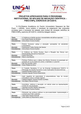 Projetos Aprovados 2013/2014