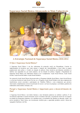 Seguran&ccedil;a Social B&aacute;sica - Alcan&ccedil;ando os Mais Vulner&aacute;veis (2011)