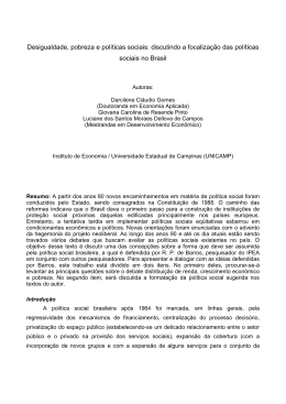 Desigualdade, pobreza e pol&iacute;ticas sociais: discutindo a focaliza&ccedil;&atilde;o