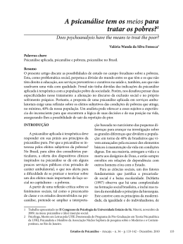 A psican&aacute;lise tem os meios para tratar os pobres?1 - cbp