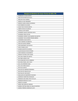 Rela&ccedil;&atilde;o dos membros do corpo t&eacute;cnico
