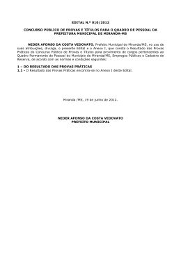 EDITAL 010 - Resultado Prova Pr&aacute;tica