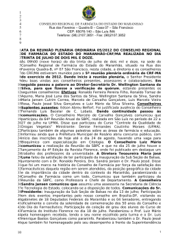 Plen&aacute;ria &ndash; M&ecirc;s Julho 2012 - Conselho Regional de Farm&aacute;cia do