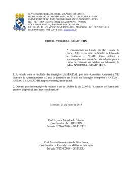 EDITAL N&ordm;014/2014 &ndash; NEAD/UERN A Universidade do Estado do