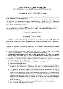 Edital de Convocacao de Matricula - Residência Multiprofissional