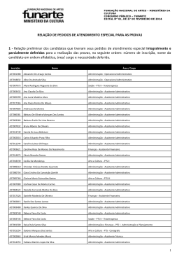 Edital preliminar de deferimento dos pedidos de