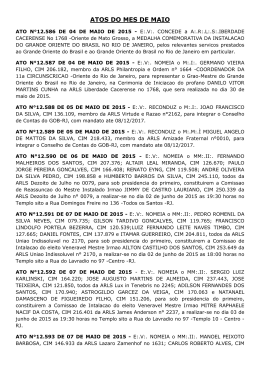ATOS DO MES DE MAIO - Grande Oriente do Brasil