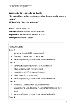 Malária – As indesejáveis visitas nocturnas 10 LBE POR Malária