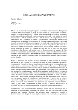 EDUCA&Ccedil;&Atilde;O E EMANCIPA&Ccedil;&Atilde;O