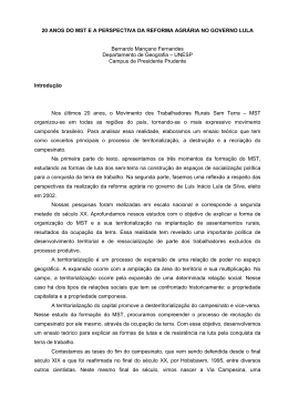 20 ANOS DO MST E A PERSPECTIVA DA REFORMA AGR&Aacute;RIA NO