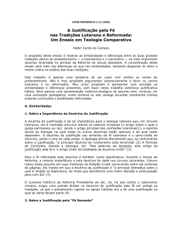 A justifica&ccedil;&atilde;o pela f&eacute; nas tradi&ccedil;&otilde;es luterana e reformada