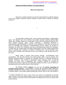 An&aacute;lise de Pol&iacute;ticas P&uacute;blicas: Conceitos B&aacute;sicos Maria das Gra&ccedil;as