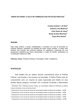 ARENA DE PODER: O CICLO DE FORMA&Ccedil;&Atilde;O DAS POL&Iacute;TICAS