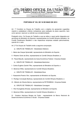 PORTARIA N&ordm; 103, DE 16 DE MAIO DE 2013