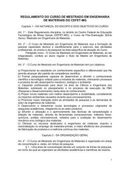 Regulamento - Mestrado em Engenharia de Materiais - Cefet-MG