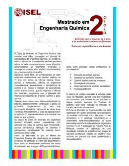 Mestrado em Engenharia Química - Departamento de Engenharia