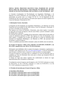 Edital - Provas para ingresso de alunos regulares de Mestrado e
