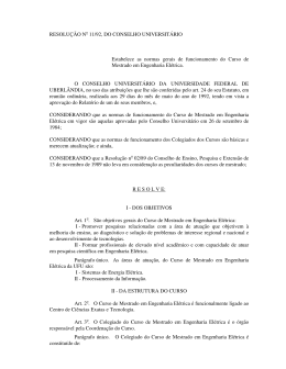 1992 - Resolu&ccedil;&atilde;o n&ordm; 11 - Universidade Federal de Uberl&acirc;ndia