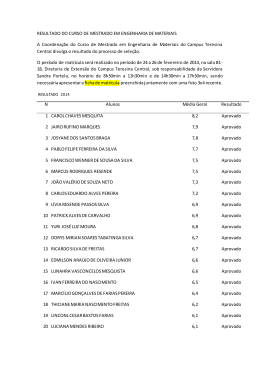 RESULTADO DO CURSO DE MESTRADO EM ENGENHARIA