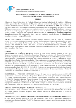 Edital - Centro Universit&aacute;rio FEI