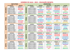 HOR&Aacute;RIO DE AULA &ndash; 2015 &ndash; EDUCA&Ccedil;&Atilde;O INFANTIL