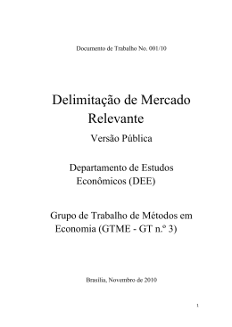 Delimita&ccedil;&atilde;o de Mercado Relevante
