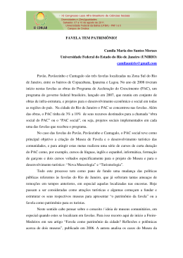 FAVELA TEM PATRIMÔNIO! Camila Maria dos Santos Moraes