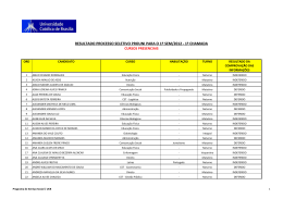 resultado processo seletivo prouni para o 1&ordm; sem/2012