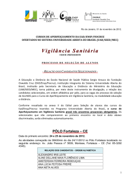 Rela&ccedil;&atilde;o dos candidatos selecionados para - EAD