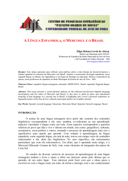 A L&Iacute;NGUA ESPANHOLA, O MERCOSUL E O BRASIL