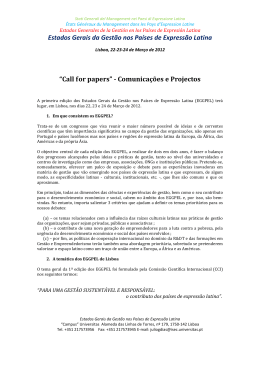 Estados Gerais da Gest&atilde;o nos Pa&iacute;ses de Express&atilde;o Latina &ldquo;Call for