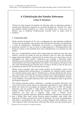A Globaliza&ccedil;&atilde;o dos Estados Soberanos