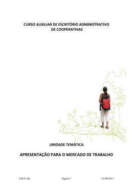 APRESENTA&Ccedil;&Atilde;O PARA O MERCADO DE TRABALHO