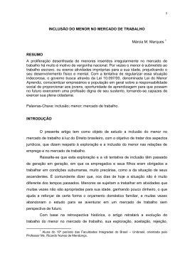 INCLUS&Atilde;O DO MENOR NO MERCADO DE TRABALHO
