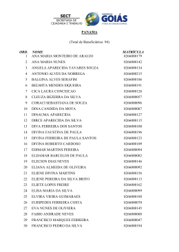 PANAMA (Total de Beneficiários: 94) ORD. NOME MATRÍCULA 1