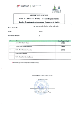 ANO LETIVO 201412015 Lista de Ordena&ccedil;&atilde;o do H10