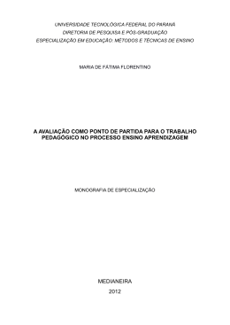 a avalia&ccedil;&atilde;o como ponto de partida para o trabalho pedag&oacute;gico no